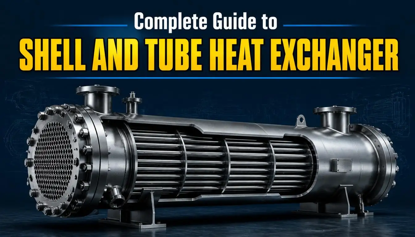 Shell and tube heat exchanger used in industrial heat transfer systems.