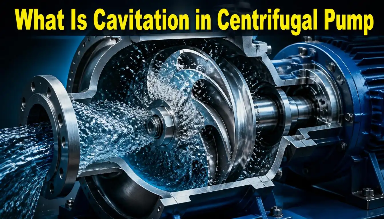 What is cavitation in centrifugal pump showing vapor bubble formation around the impeller inside a centrifugal pump.