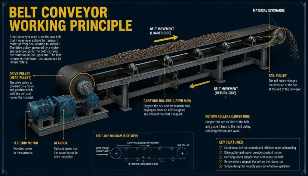 Belt Conveyor Working Principlee