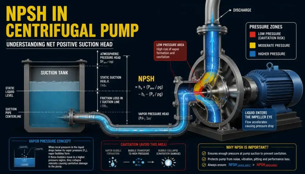 net positive suction head in centrifugal pump working